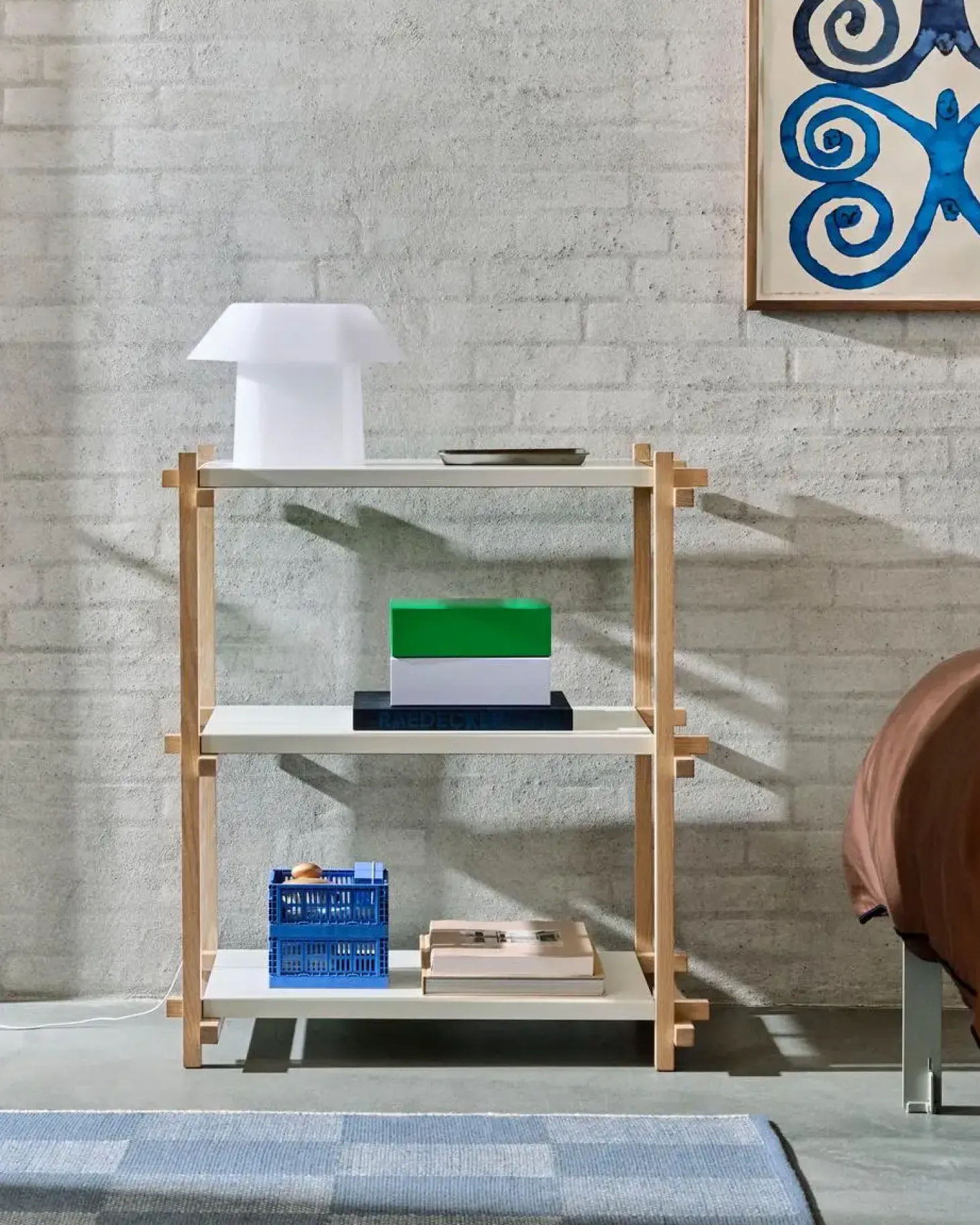 Hay - Woody Shelving 2.0 Column Low - Hvid/Eg - 3 hylder