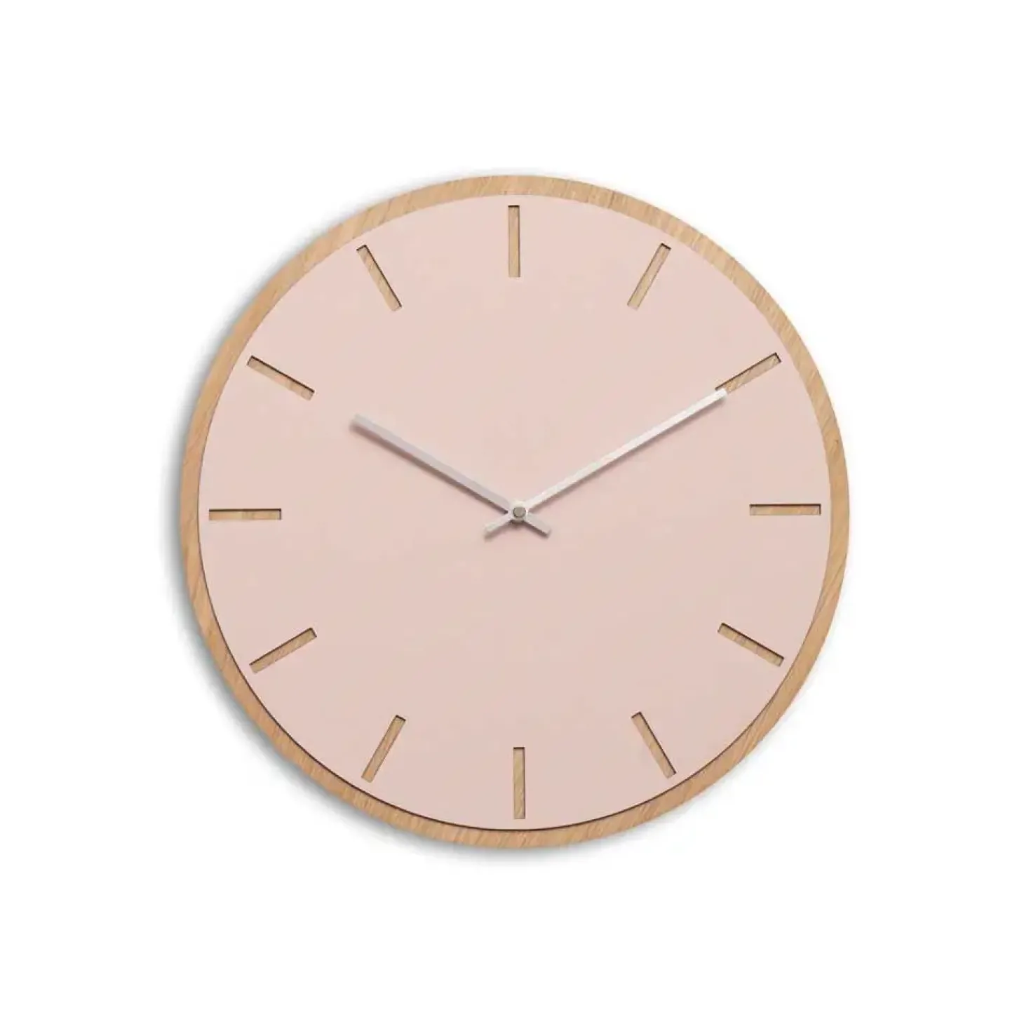 Hemverk - Vægur - Lys Eg/Powder Dusty Rose - Sølv visere - Ø38 cm