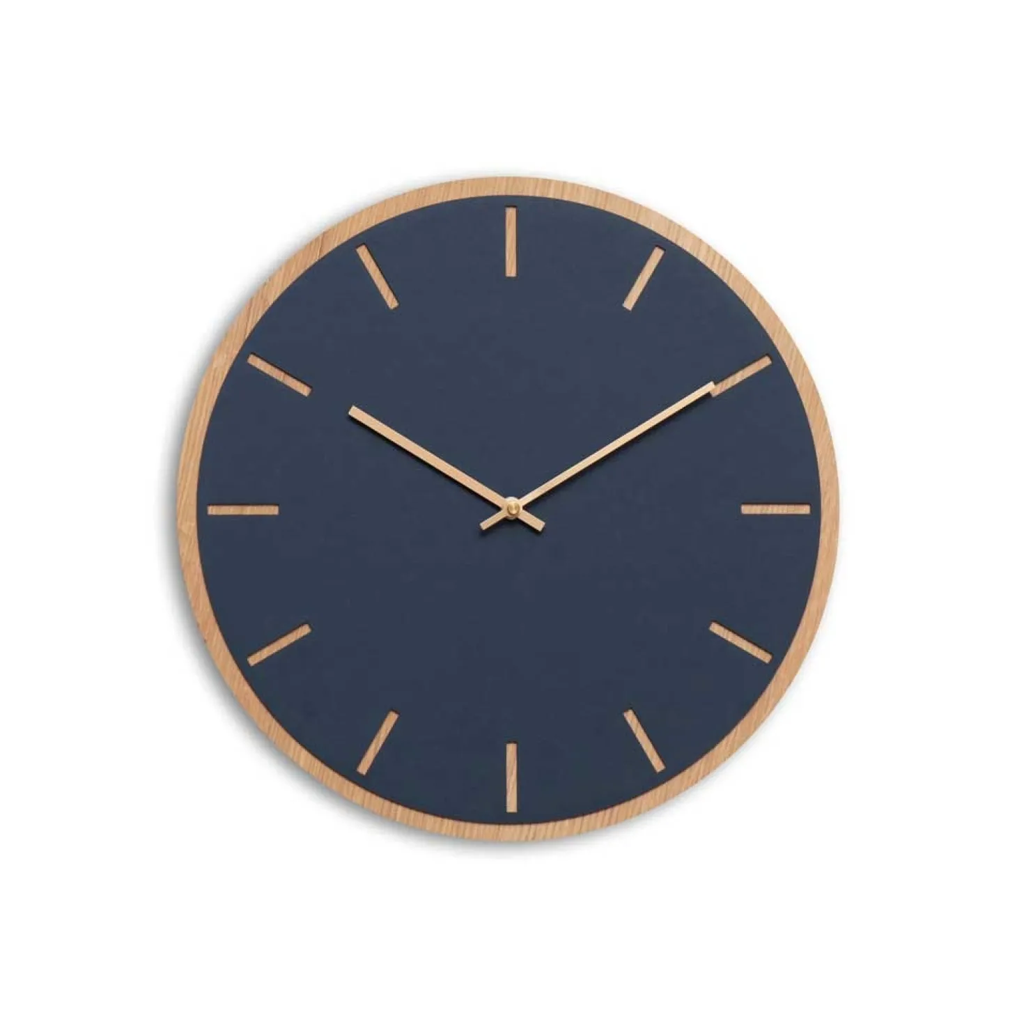Hemverk - Vægur - Lys Eg/Smokey blue - Kobber visere - Ø38 cm