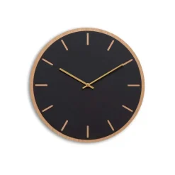 Hemverk - Vægur - Lys Eg/Sort - Guld visere - Ø38 cm