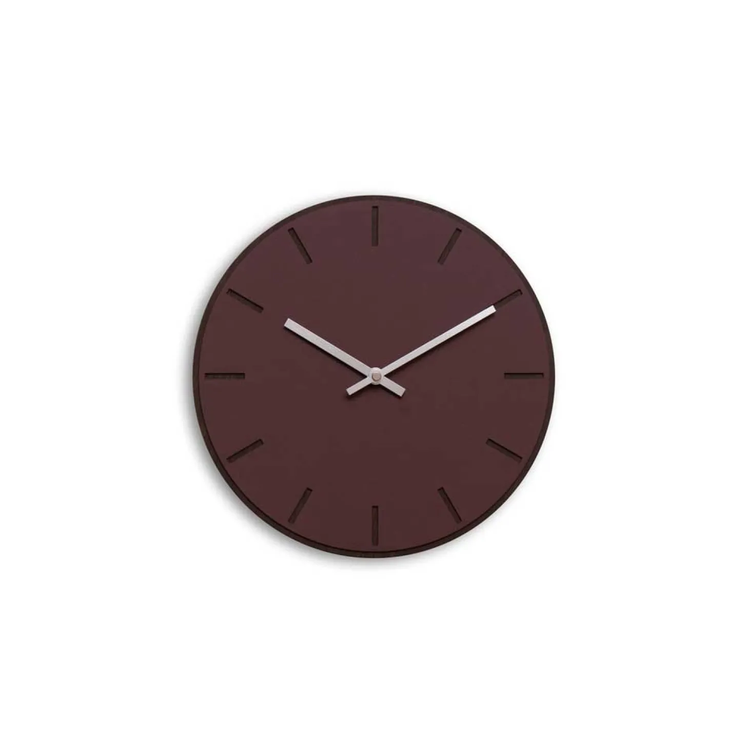 Hemverk - Vægur - Mørk Eg/Burgundy - Sølv visere - Ø28 cm
