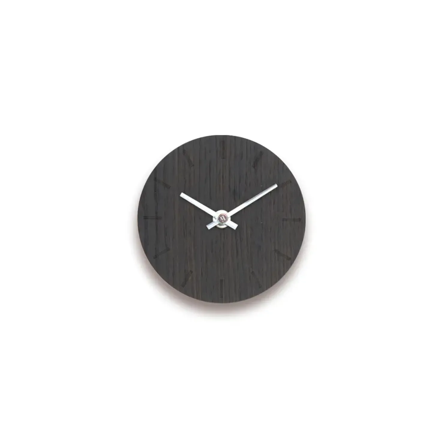 Hemverk - Vægur - Mørk eg - Ø12 cm - Sølv visere