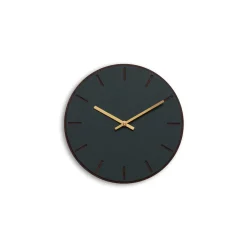 Hemverk - Vægur - Mørk Eg/Conifer Grøn - Guld visere - Ø28 cm