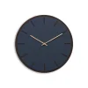 Hemverk - Vægur - Mørk Eg/Smokey Blue - Guld visere - Ø38 cm