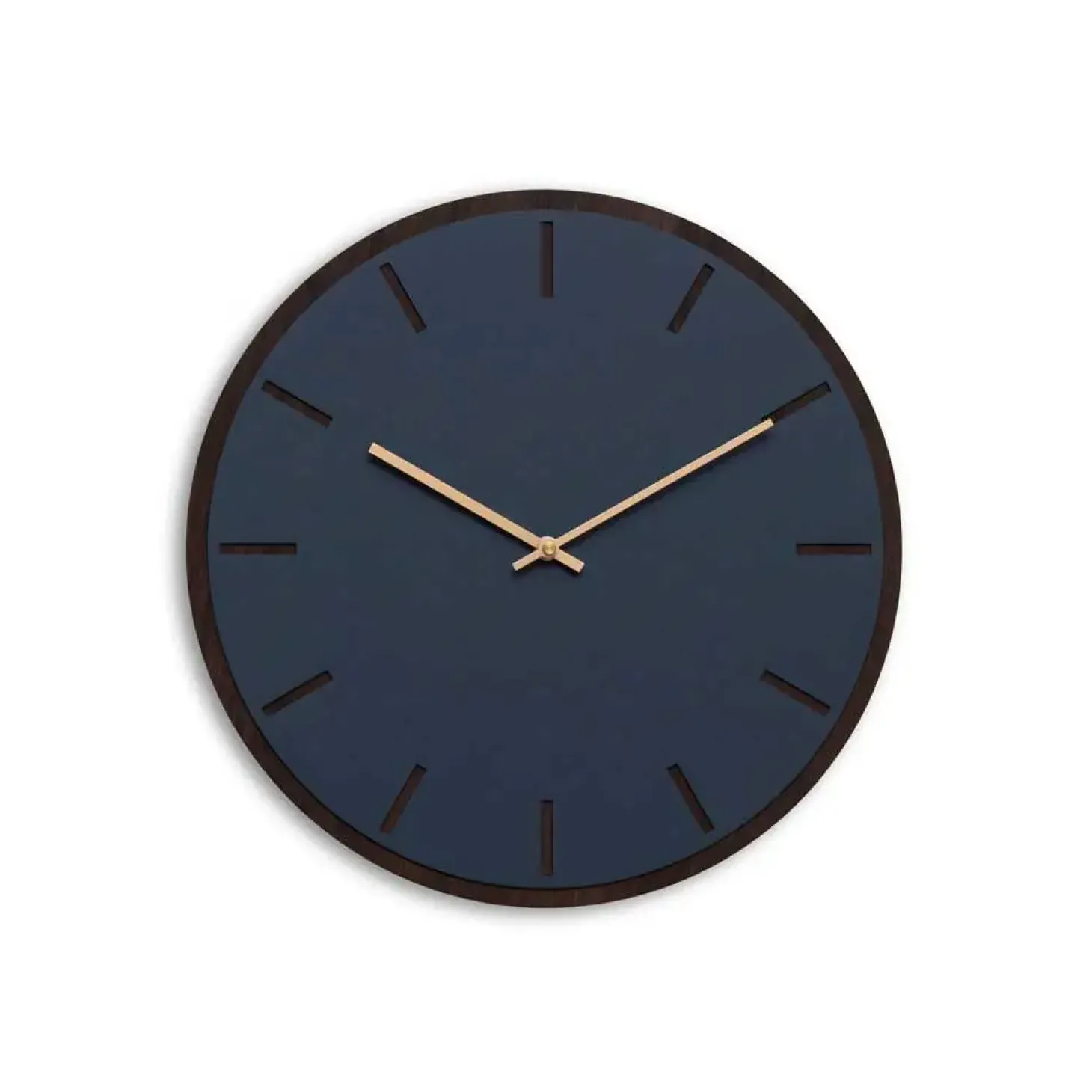 Hemverk - Vægur - Mørk Eg/Smokey Blue - Kobber visere - Ø38 cm