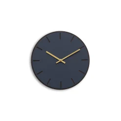 Hemverk - Vægur - Mørk Eg/Smokey Blue - Guld visere - Ø28 cm