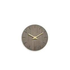 Hemverk - Vægur - Valnød - Ø12 cm - Guld visere
