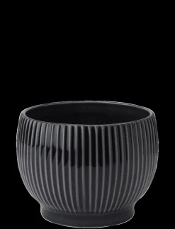 Knabstrup Keramik - urtepotteskjuler Ø 18 cm ripple black