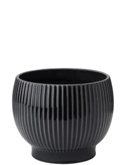 Knabstrup Keramik - urtepotteskjuler Ø 16 cm ripple black