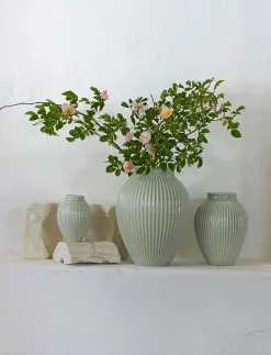 Knabstrup Keramik - vase H 12.5 cm ripple mint