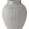 Knabstrup Keramik - vase H 27 cm ripple grey