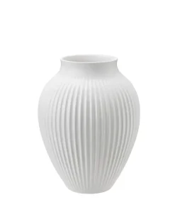Knabstrup Keramik - vase H 20 cm ripple white