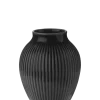 Knabstrup Keramik - vase H 12.5 cm ripple black