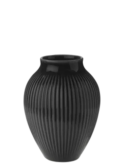 Knabstrup Keramik - vase H 12.5 cm ripple black