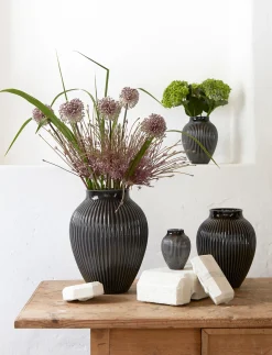 Knabstrup Keramik - vase H 35 cm ripple black
