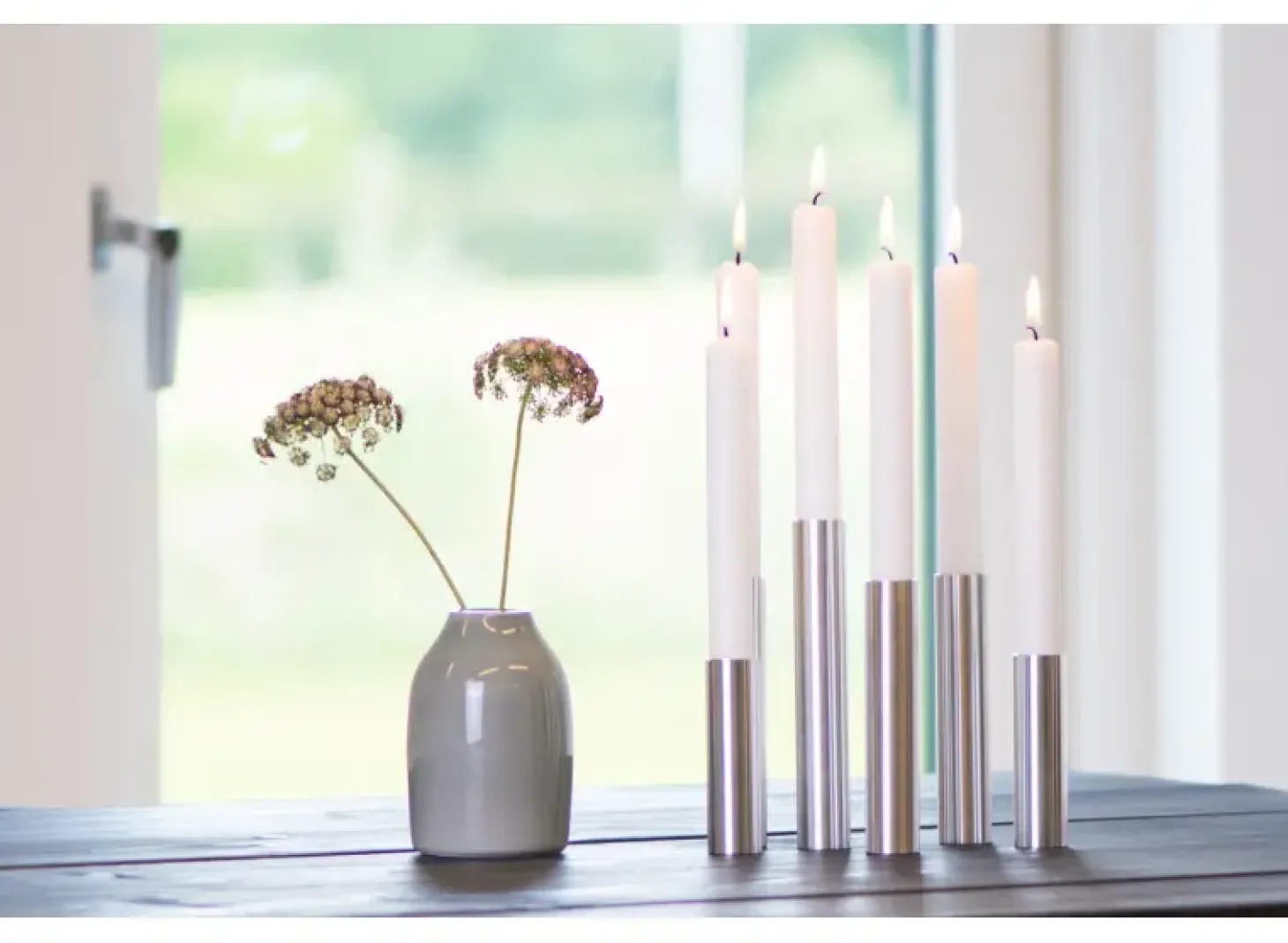 Kunstindustrien - Slim Light lysetage rustfri stål - Højde 14 cm