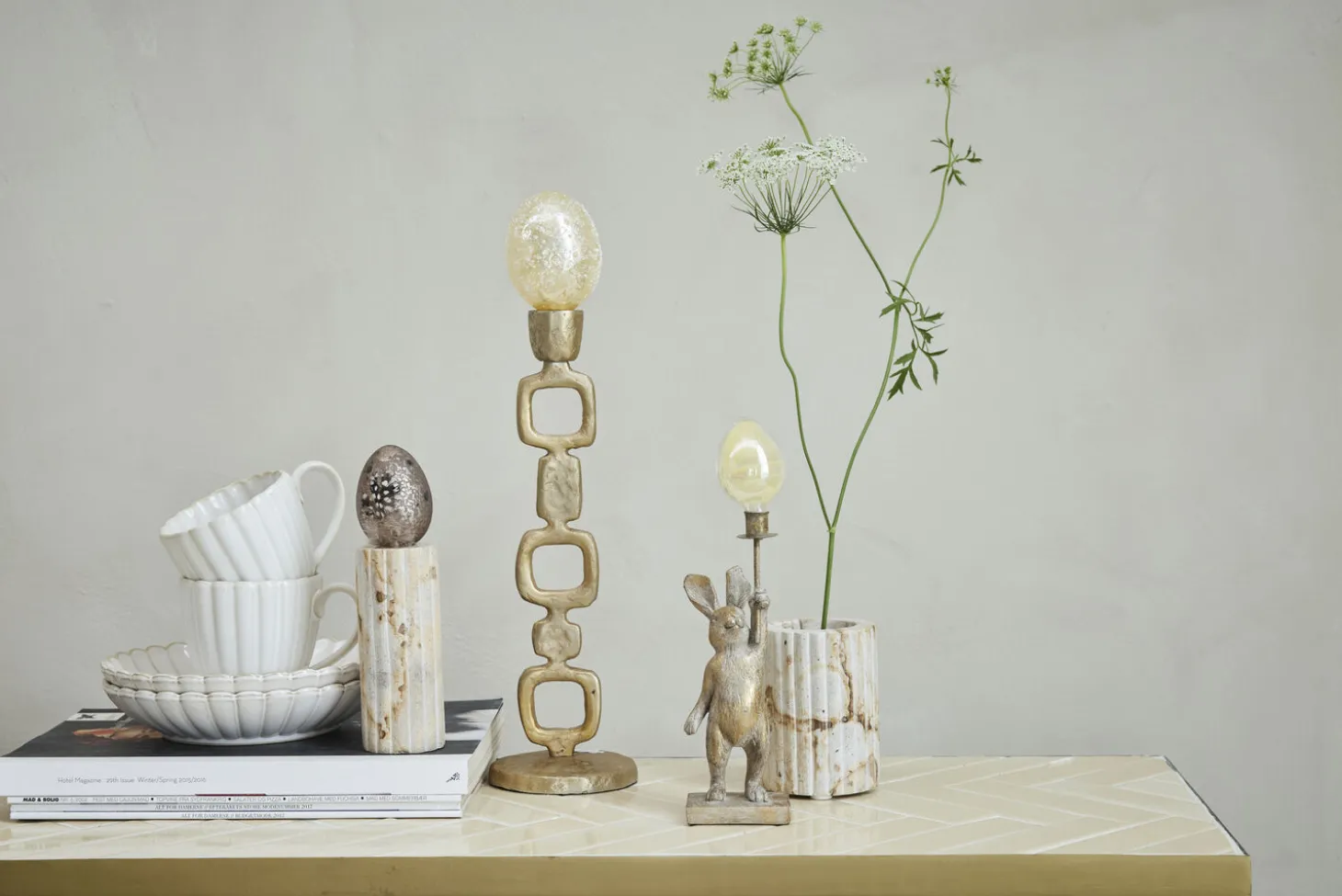 Lene Bjerre - Eliana lysestage 12,5 cm. sand marmor