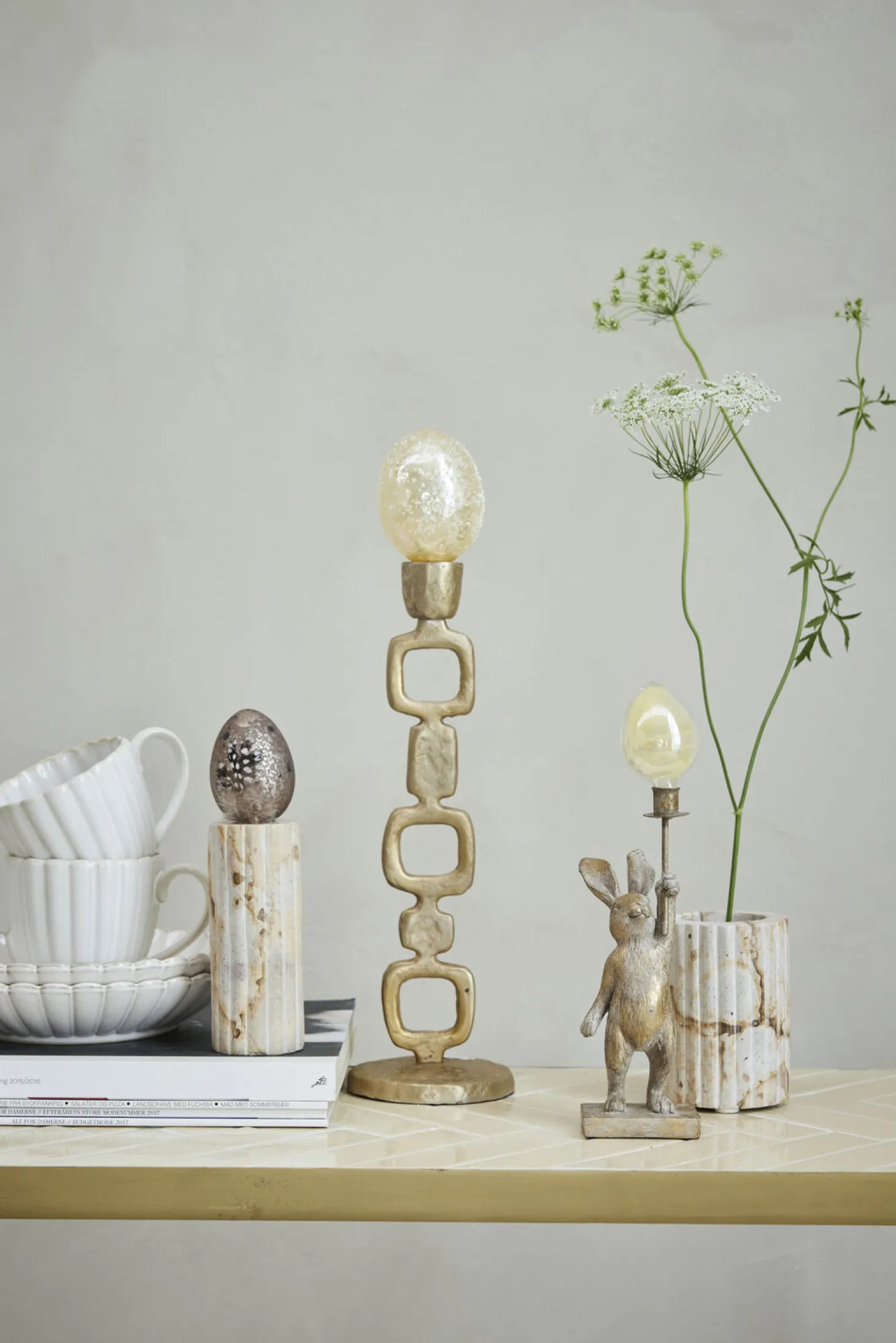 Lene Bjerre - Eliana lysestage 12,5 cm. sand marmor