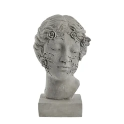 Lene Bjerre - Sielle figur kvinde m. blomster 31 cm. grå
