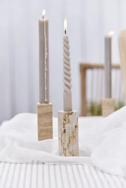 Lene Bjerre - Travina lysestage 11,5 cm. sand marmor