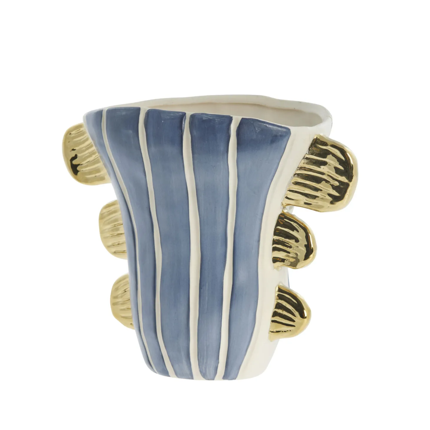 Lene Bjerre - Valentina vase i keramik 24x13 cm. blå/guld