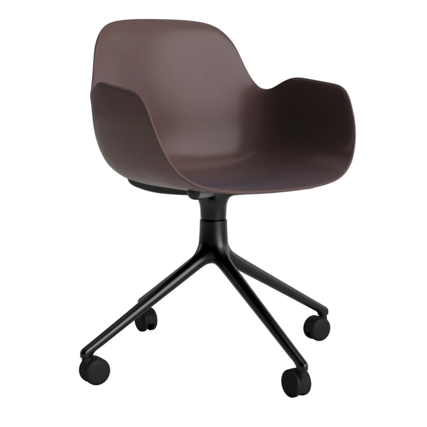 Normann Copenhagen - Form Armstol Swivel 5W med hjul - Sort/Brun