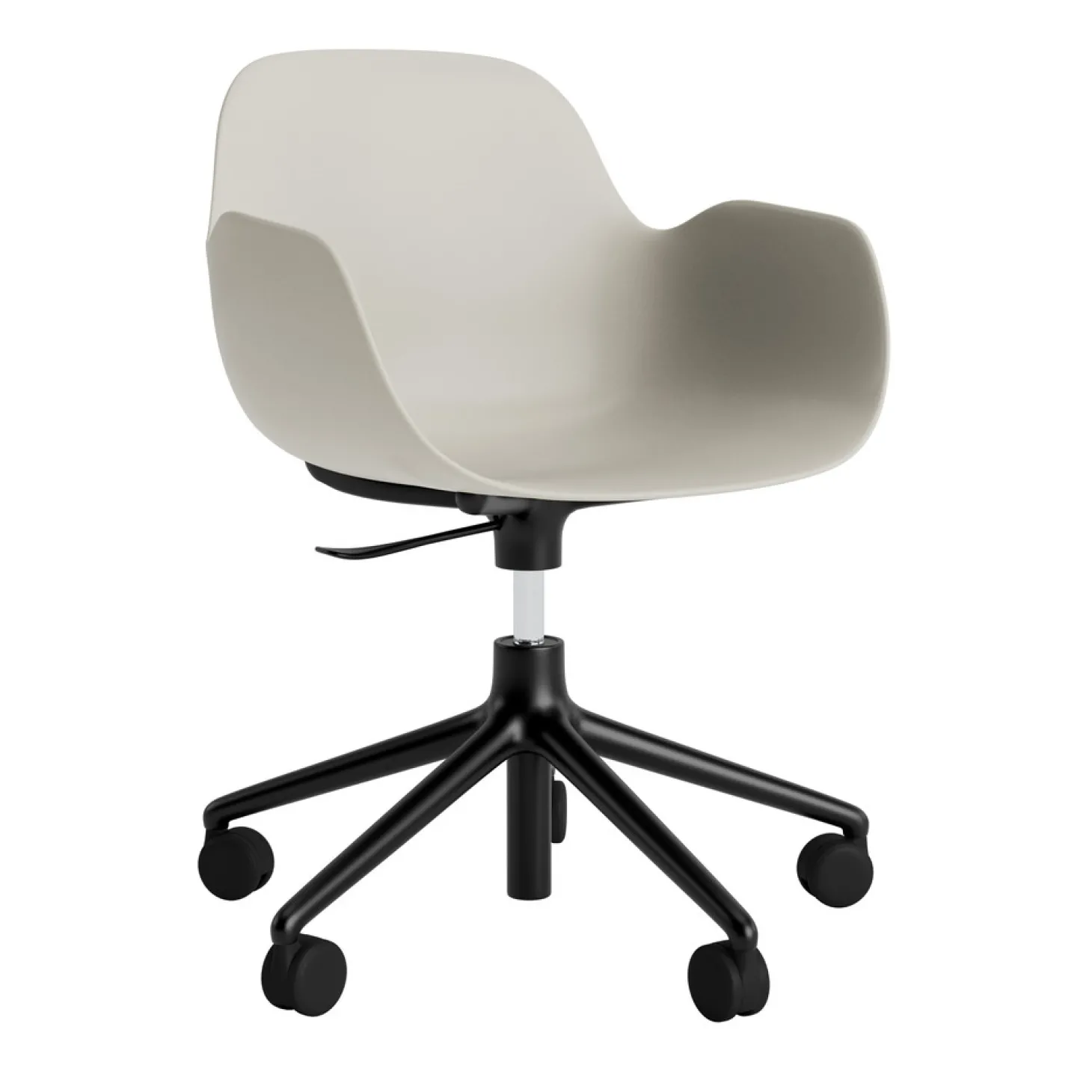 Normann Copenhagen - Form Armstol Swivel 5W med hjul - Sort/Lys grå