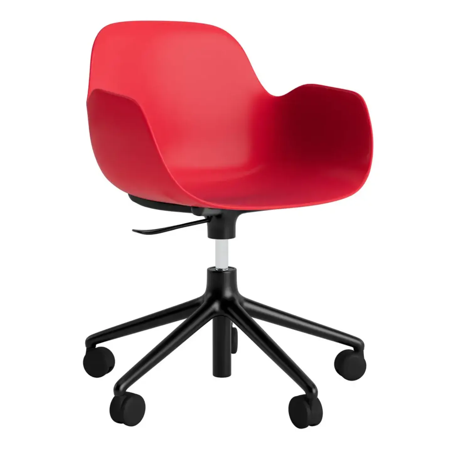 Normann Copenhagen - Form Armstol Swivel 5W med hjul - Sort/Rød