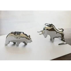 Philippi - Bull & Bear paper clip holder, 2 pcs set