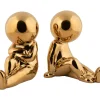 Present time - Bookend Joey ceramic gold plated, Set of 2pcs