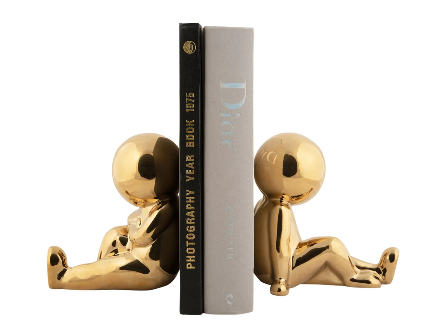 Present time - Bookend Joey ceramic gold plated, Set of 2pcs