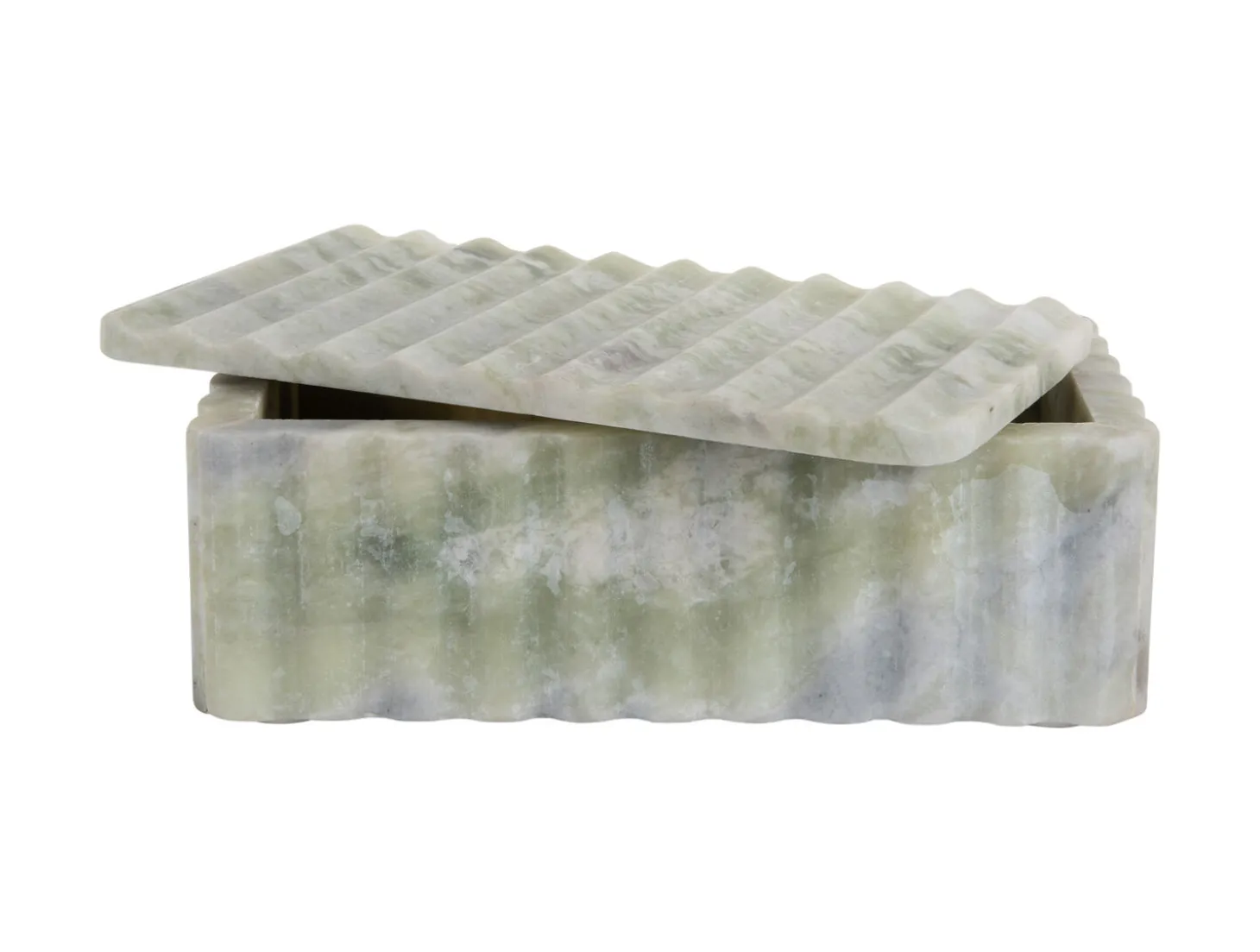 Present time - Bowl rectangle with lid marble himalayan green