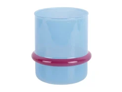 Present time - Candle holder Animado Anillo soft blue w. bright pink