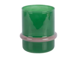 Present time - Candle holder Animado Anillo retro green w. soft pink