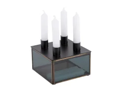 Present time - Candle holder Boxed square glass black