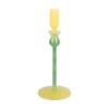 Present time - Candle holder Duo Colores medium soft yellow w. retro green