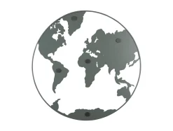 Present time - Memo board World Map w. magnets iron grayed jade