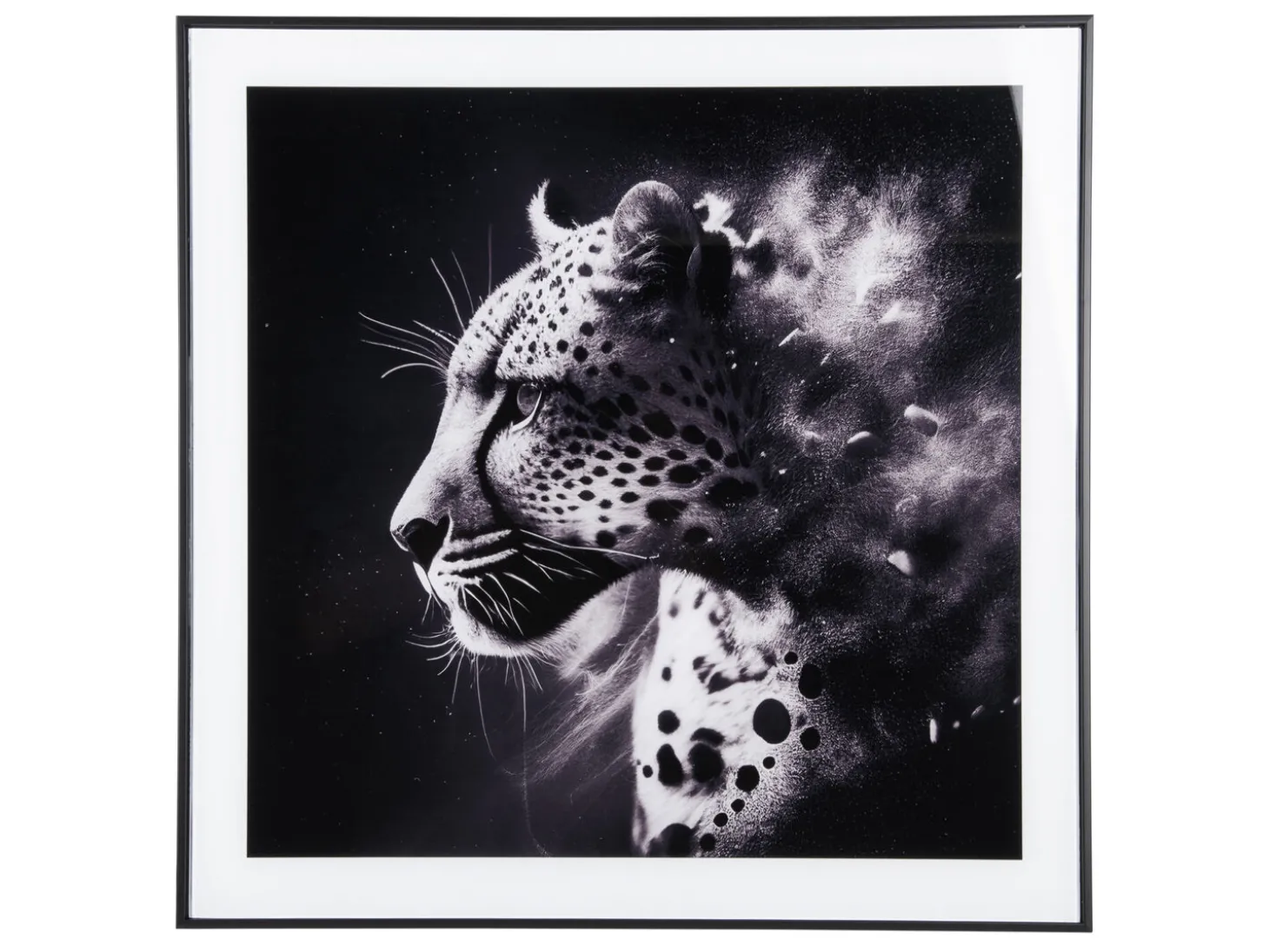 Present time - Photo art Leopard glass black & white