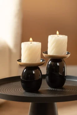 Present time - Pillar candle holder Mila small iron enamel black