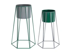Present time - Plant pot set Cool Retro mouse grey w. retro green
