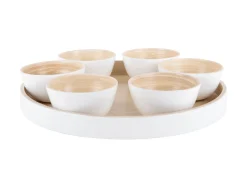 Present time - Snack tray Puro round bamboo white