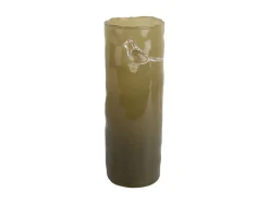 Present time - Vase Bird On Branch large army green