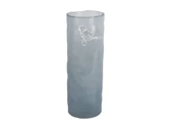 Present time - Vase Bird On Branch large misty blue