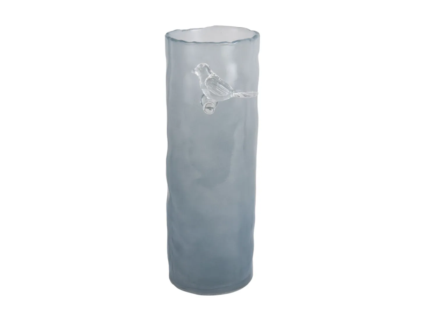 Present time - Vase Bird On Branch large misty blue