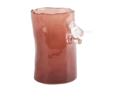 Present time - Vase Bird On Branch small red ochre