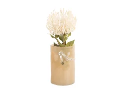 Present time - Vase Bird On Branch small soft yellow