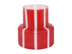 Present time - Vase Rayado Retro wide bright scarlet red