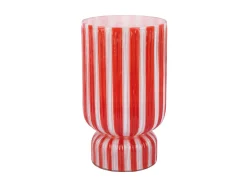 Present time - Vase Rayado Retro large bright scarlet red