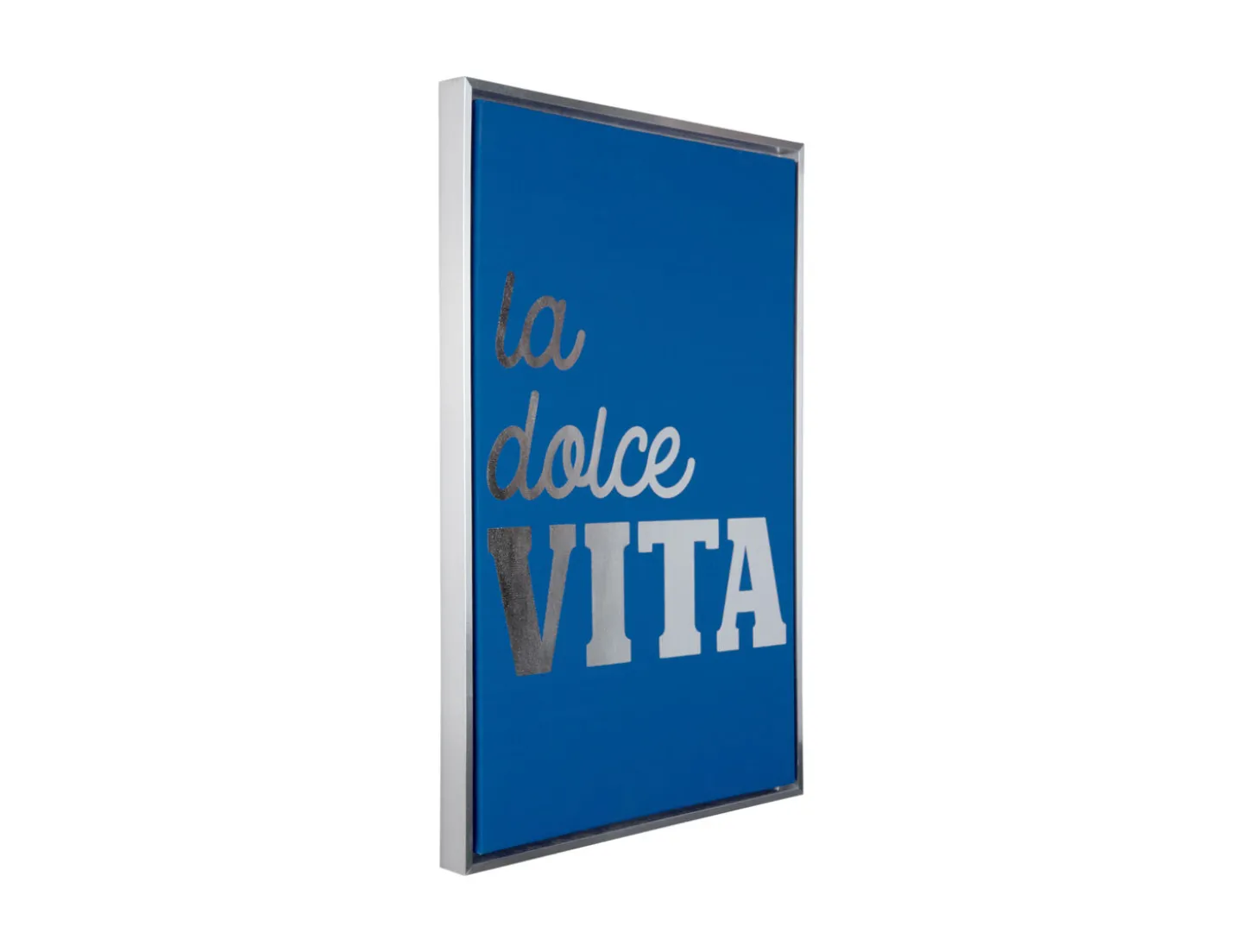 Present time - Wall art La Dolce Vita canvas medium dark blue, silver foil