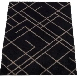 Tica Copenhagen - Smudsmåtte - Lines - Sort/Sand - 40x60 cm.